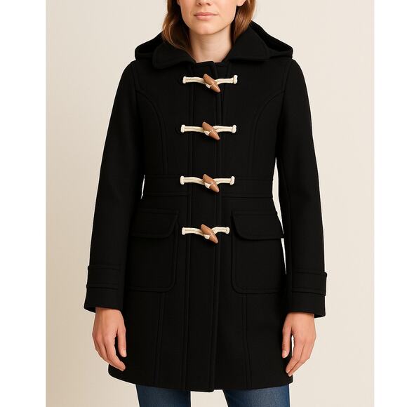 J Crew Toggle Button Hooded Wool Duffle Coat - Picture 1 of 8